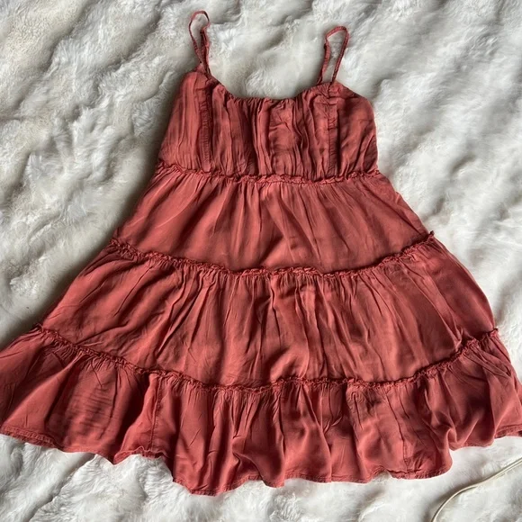 Aeropostale Tierd Spaghetti-Strap Dress in Coral - Picture 1 of 1